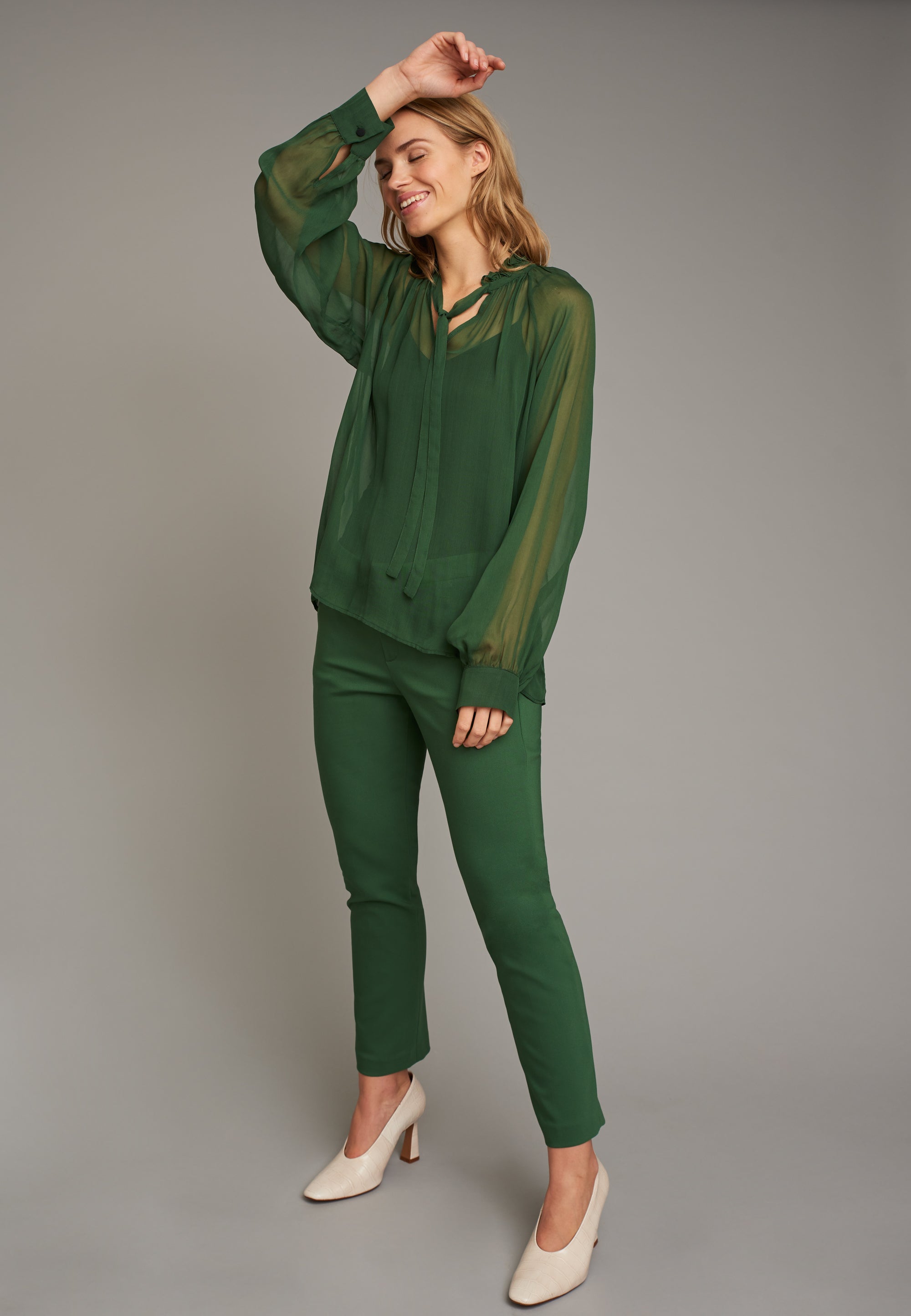 ECHTE Ruffled Sheer Blouse Blouses 03101 Grass