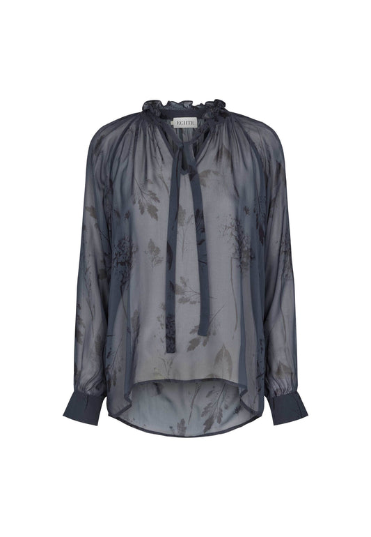 ECHTE Ruffled Sheer Blouse Blouses 05017 Navy Botanic