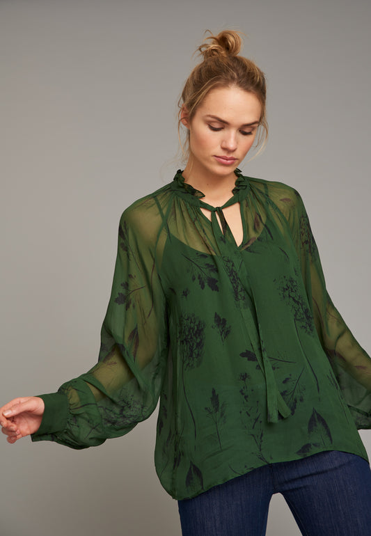 ECHTE Ruffled Sheer Blouse Blouses 05018 Grass Botanical