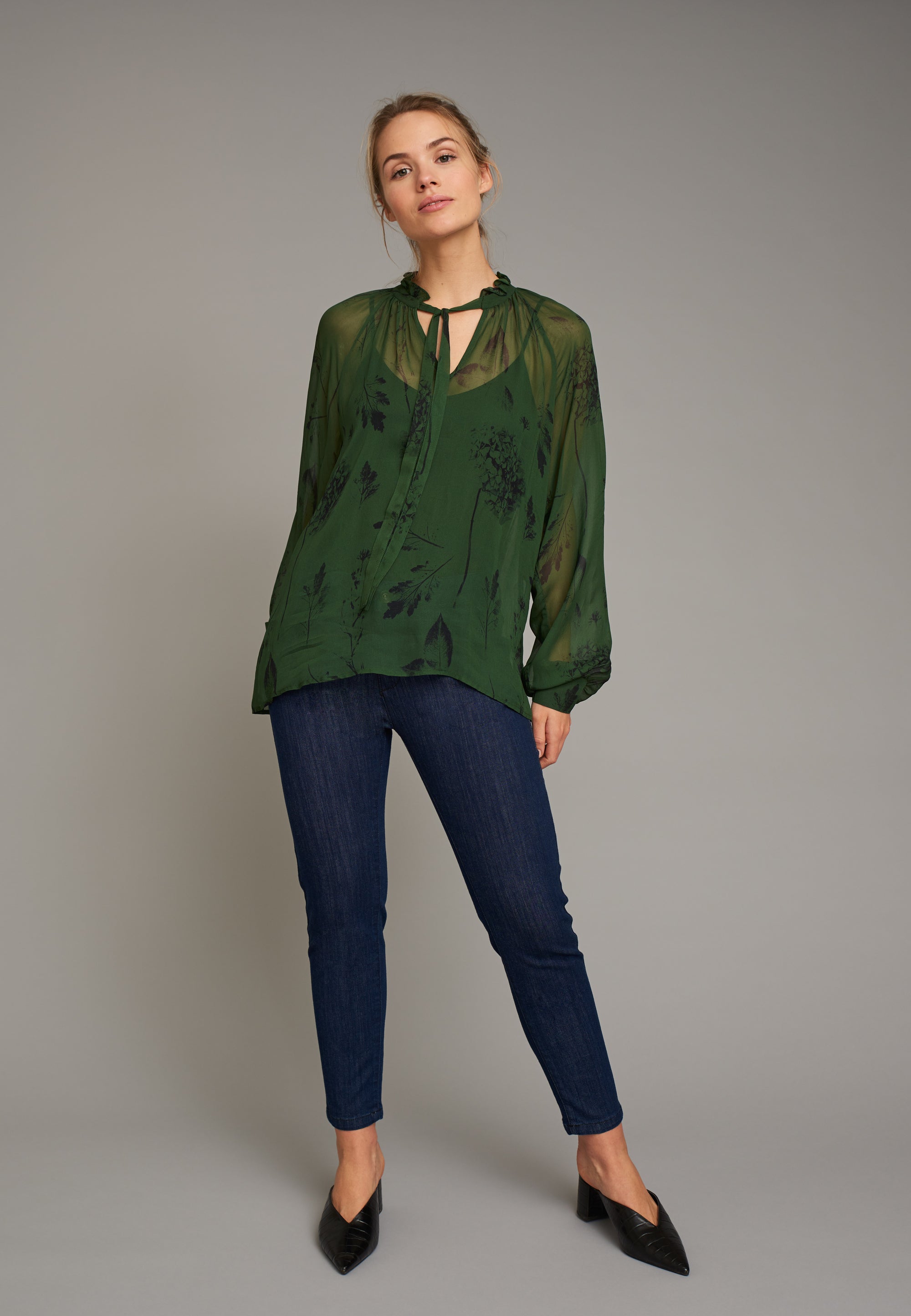 ECHTE Ruffled Sheer Blouse Blouses 05018 Grass Botanical