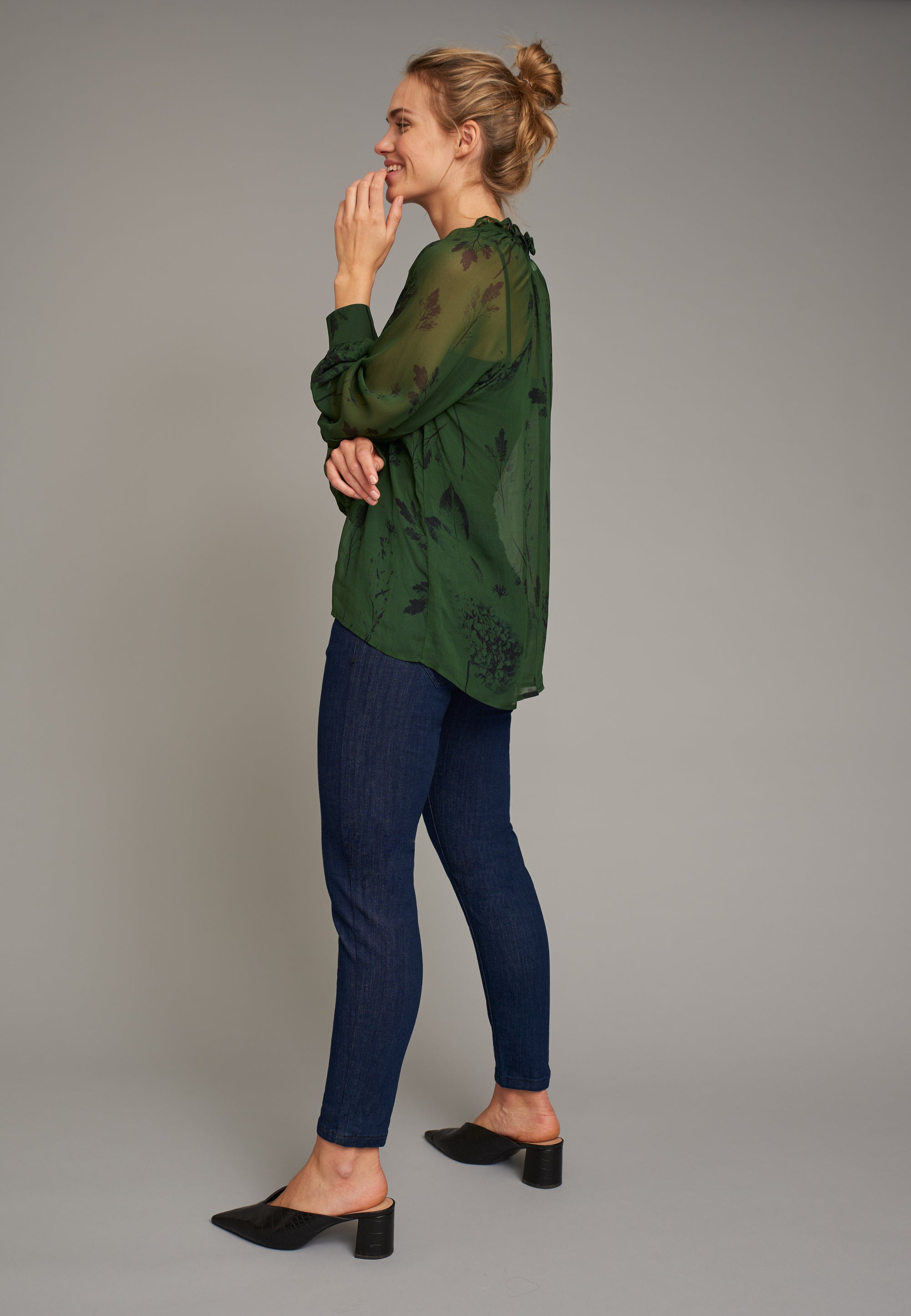 ECHTE Ruffled Sheer Blouse Blouses 05018 Grass Botanical