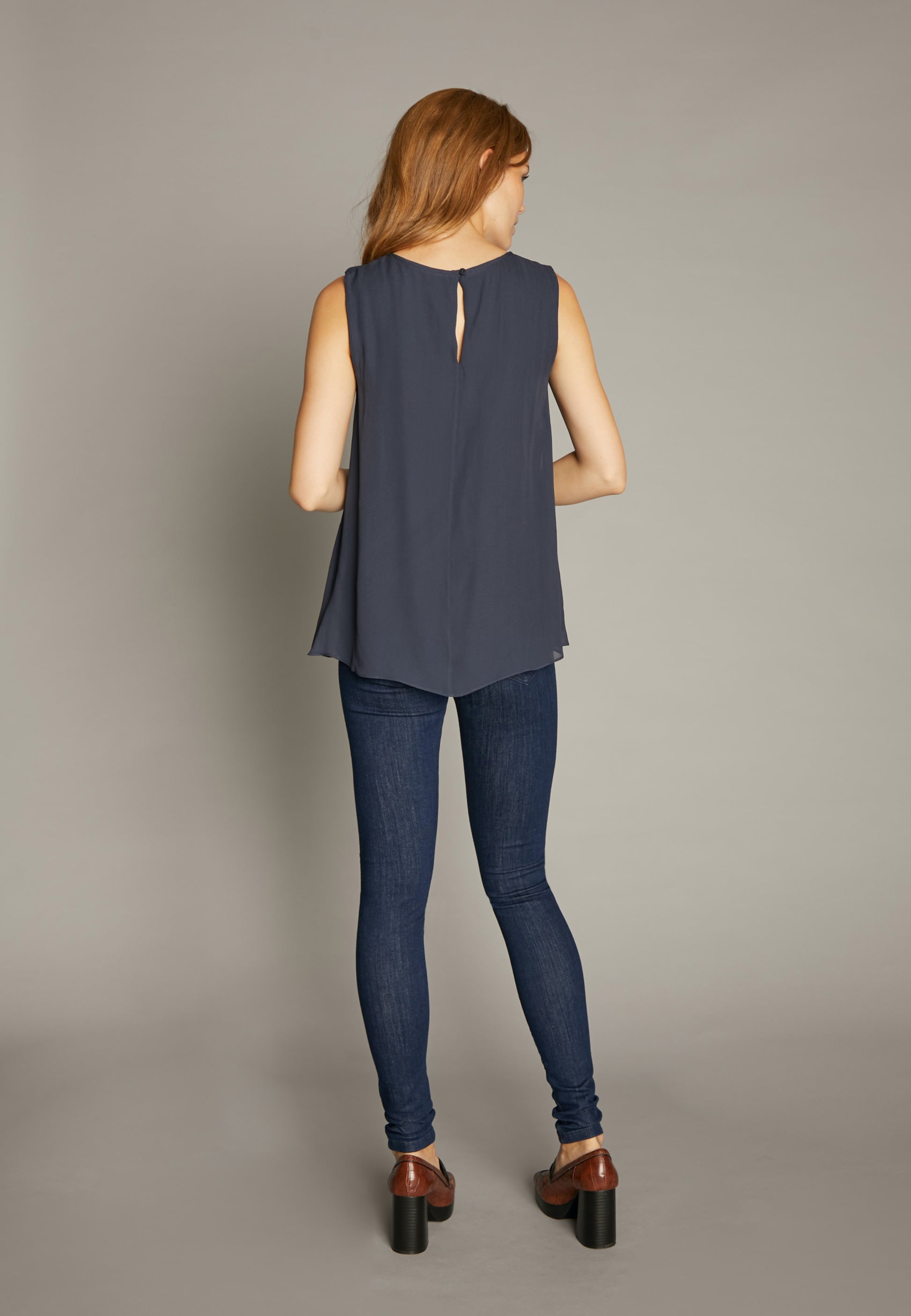 ECHTE Ruffled Top Tops 03022 Navy